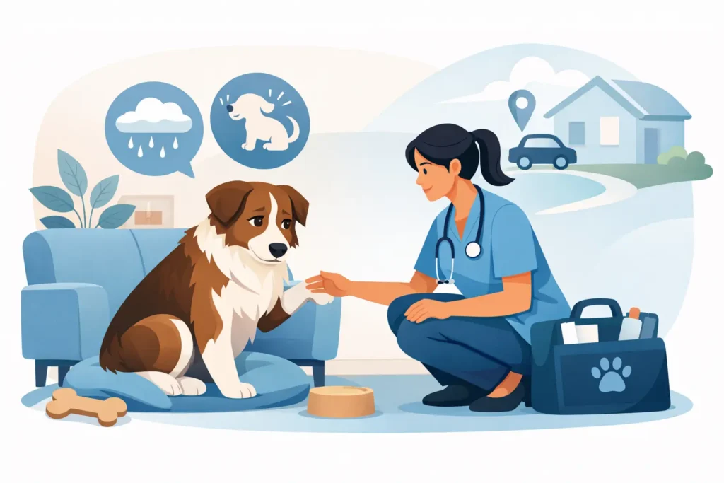 Chien anxieux et consultation à domicile