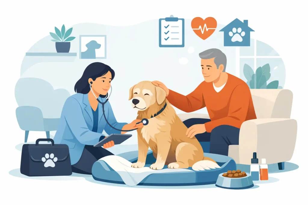 Suivi vétérinaire chien senior à la maison