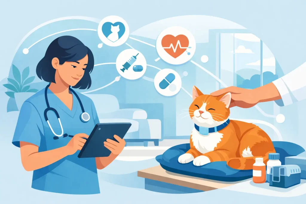 Suivi pathologie chronique chat à domicile