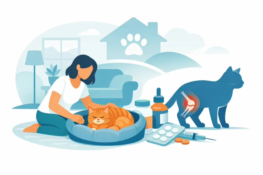 Prise en charge de l’arthrose du chat à domicile
