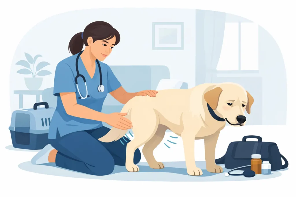 Vétérinaire à domicile : chien avec raideur