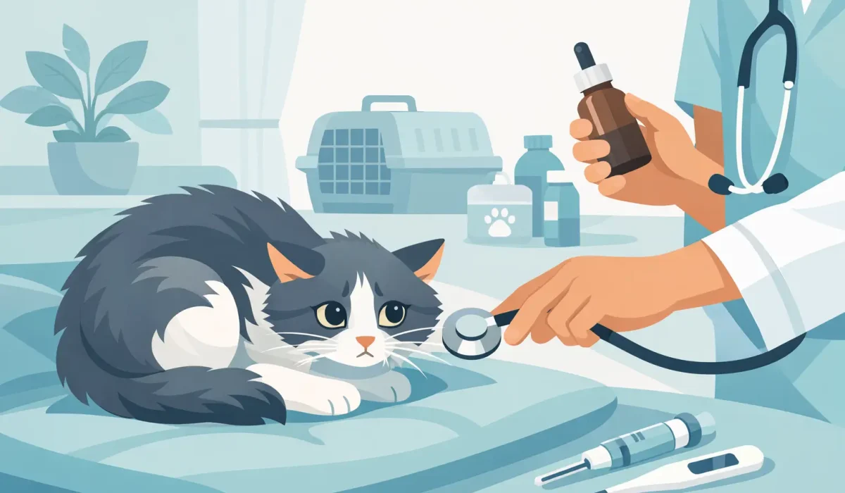 Chat craintif et soin vétérinaire à la maison